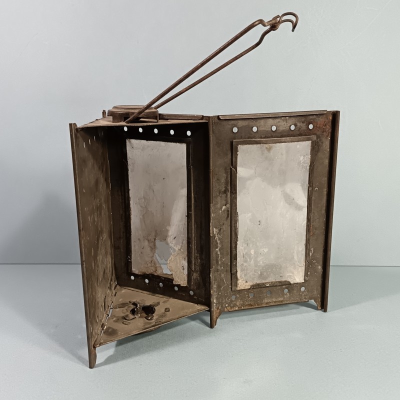 LANTERNE PLIANTE AVEC SA HOUSSE LAMPE DE TYPE MONJARDET EQUIPEMENT INDIVIDUELLE DU SOLDAT GUERRE 1914 1918